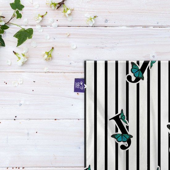 کادوپیچ پارچه‌ ای طرح حرف J پروانه ای