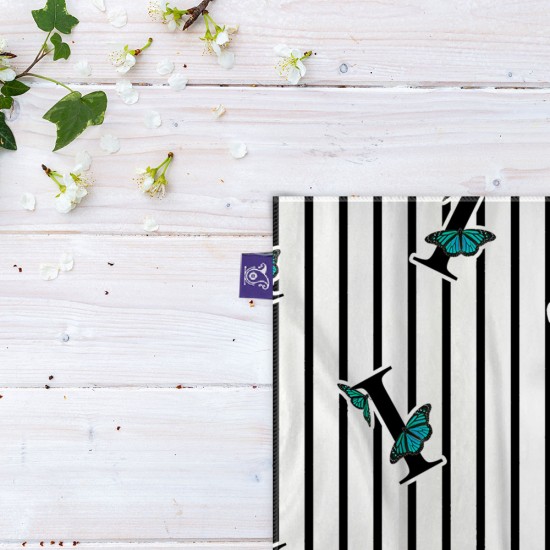 کادوپیچ پارچه‌ ای طرح حرف I پروانه ای
