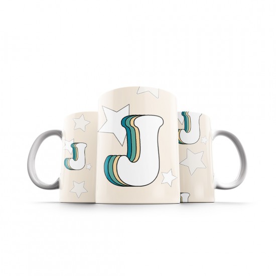 ماگ طرح حرف J رترو