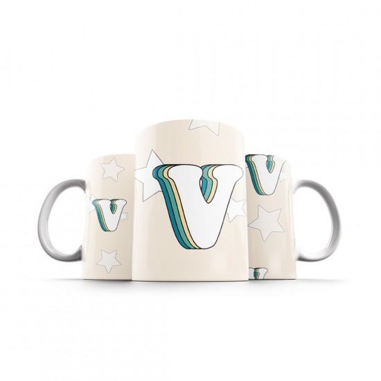 ماگ طرح حرف V رترو