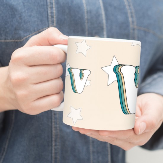 ماگ طرح حرف V رترو