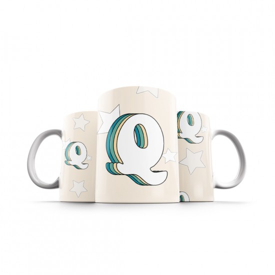 ماگ طرح حرف Q رترو