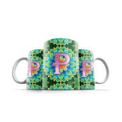 ماگ طرح حرف P ماندالا