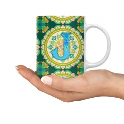 ماگ طرح حرف J ماندالا