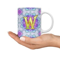 ماگ طرح حرف W ماندالا