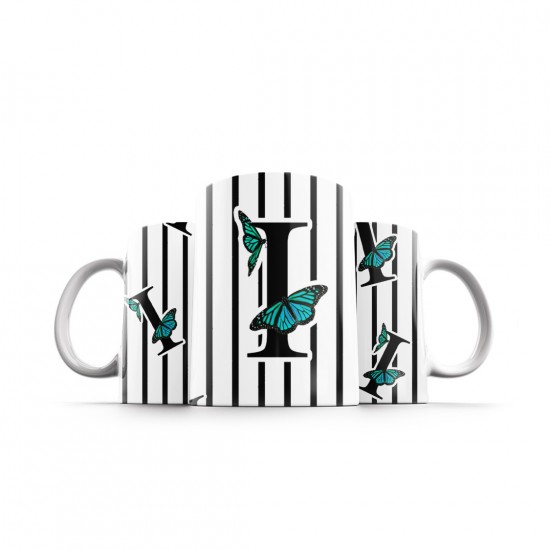 ماگ طرح حرف I پروانه ای