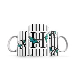 ماگ طرح حرف H پروانه ای