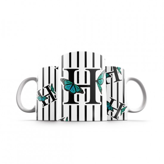 ماگ طرح حرف H پروانه ای