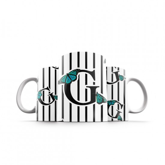 ماگ طرح حرف G پروانه ای