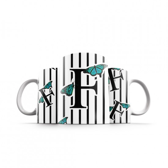 ماگ طرح حرف F پروانه ای