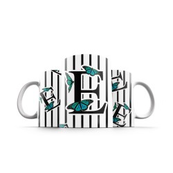 ماگ طرح حرف E پروانه ای
