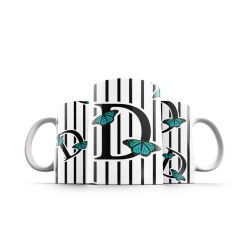 ماگ طرح حرف D پروانه ای