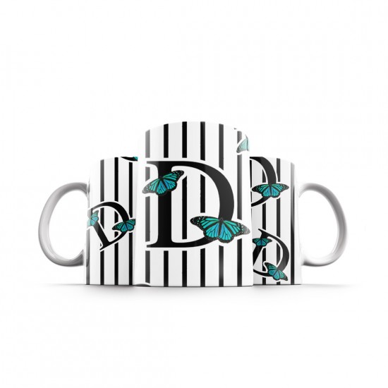 ماگ طرح حرف D پروانه ای