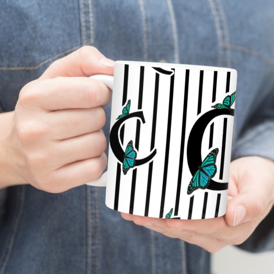 ماگ طرح حرف C پروانه ای
