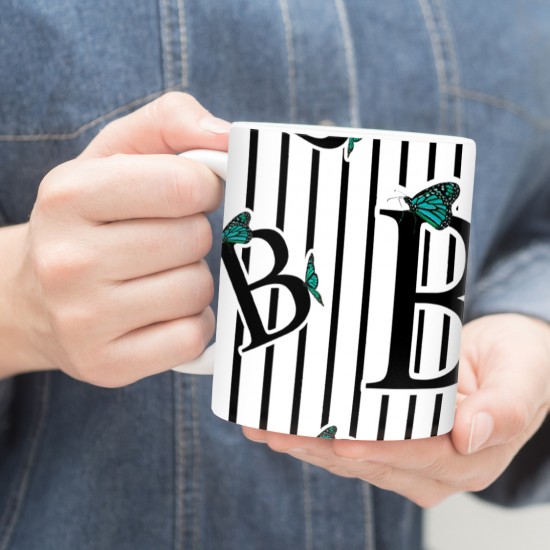 ماگ طرح حرف B پروانه ای