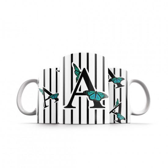 ماگ طرح حرف A پروانه ای