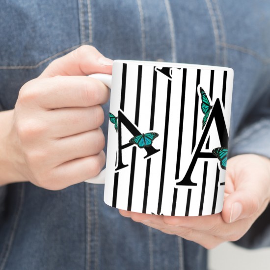 ماگ طرح حرف A پروانه ای