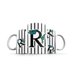 ماگ طرح حرف R پروانه ای