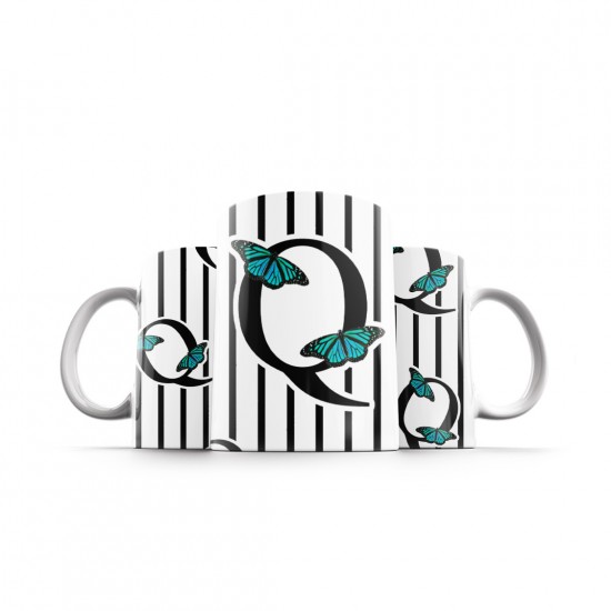 ماگ طرح حرف Q پروانه ای