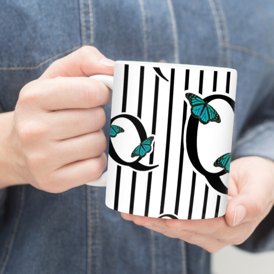 ماگ طرح حرف Q پروانه ای