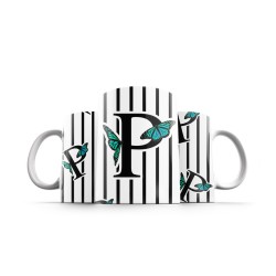 ماگ طرح حرف P پروانه ای