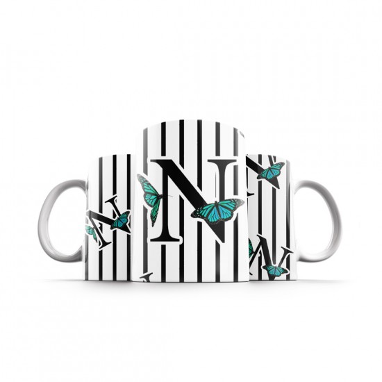 ماگ طرح حرف N پروانه ای