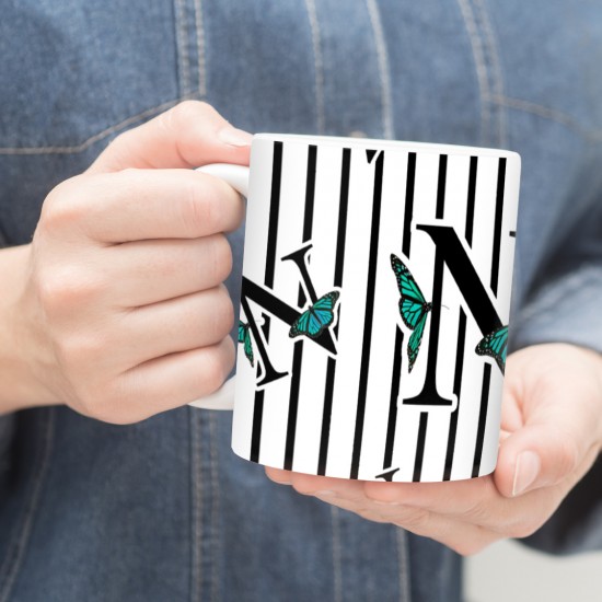 ماگ طرح حرف N پروانه ای
