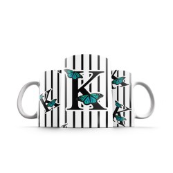 ماگ طرح حرف K پروانه ای