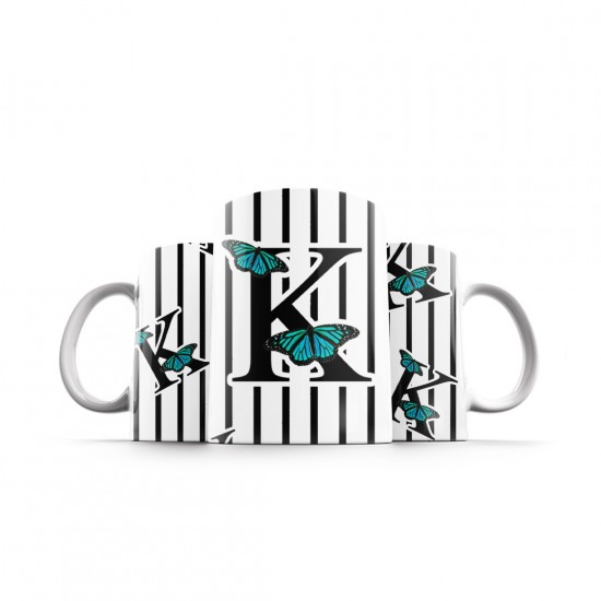 ماگ طرح حرف K پروانه ای