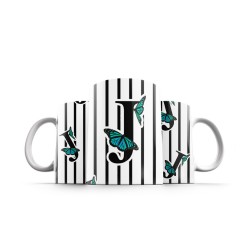 ماگ طرح حرف J پروانه ای