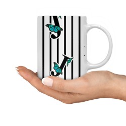 ماگ طرح حرف J پروانه ای