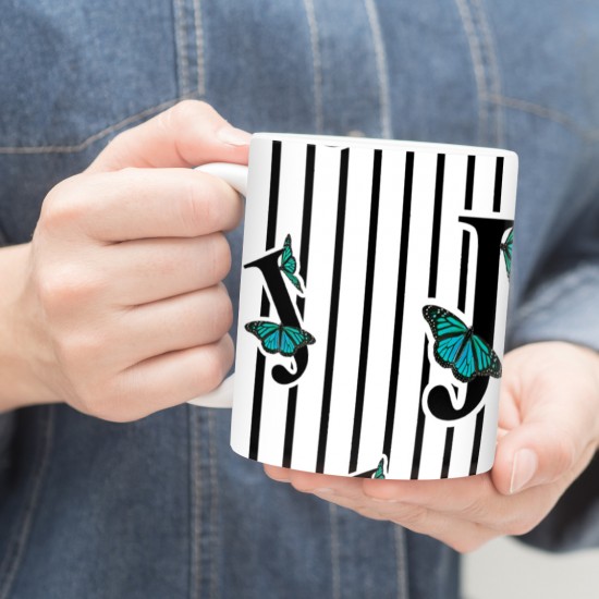 ماگ طرح حرف J پروانه ای
