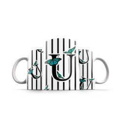 ماگ طرح حرف U پروانه ای