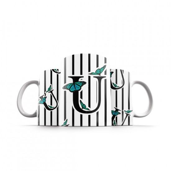 ماگ طرح حرف U پروانه ای