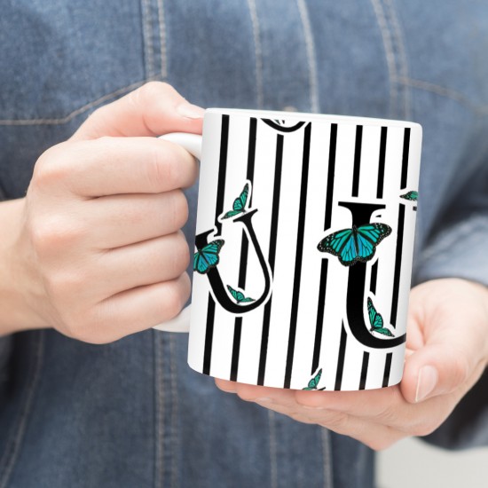 ماگ طرح حرف U پروانه ای