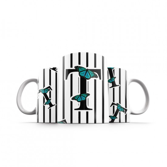 ماگ طرح حرف T پروانه ای