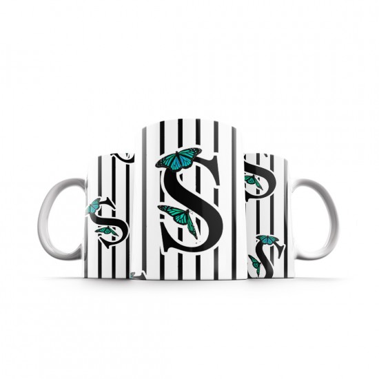 ماگ طرح حرف S پروانه ای