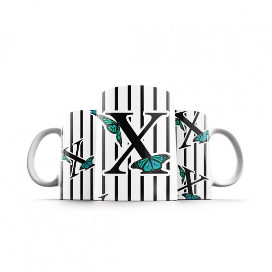 ماگ طرح حرف X پروانه ای