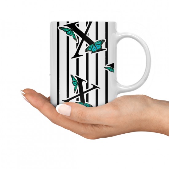 ماگ طرح حرف X پروانه ای