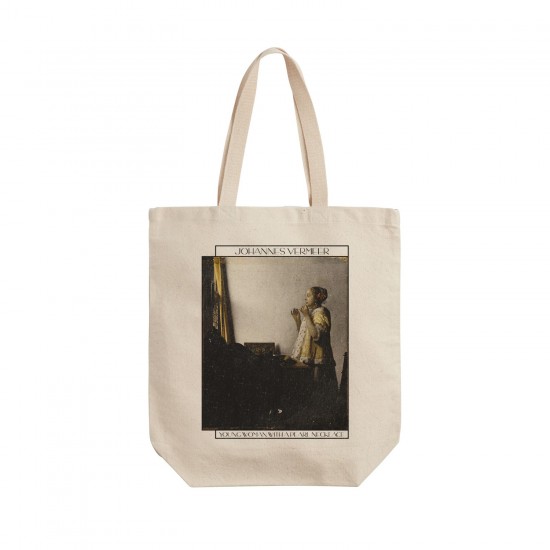 تت بگ متقال طرح زن جوان با گردنبند مروارید از ورمر