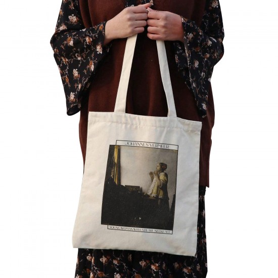 تت بگ متقال طرح زن جوان با گردنبند مروارید از ورمر