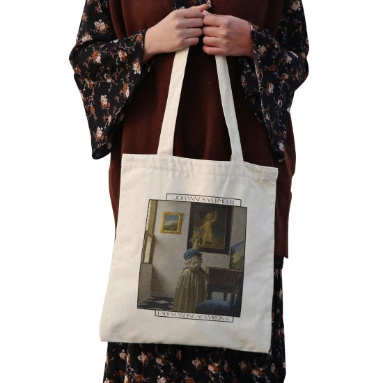 تت بگ متقال طرح زن ایستاده پشت ساز ویرژینال از ورمر