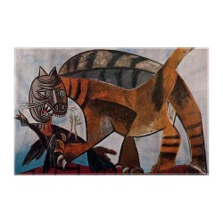 کادوپیچ پارچه‌ ای طرح گربه در حال خوردن پرنده از پیکاسو