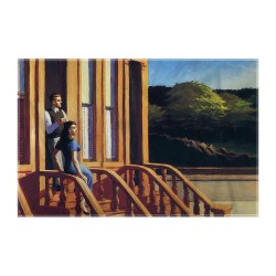 کادوپیچ پارچه‌ ای طرح نور خورشید روی خانه قهوه ای از هاپر