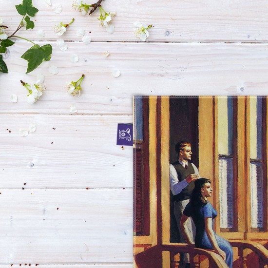 کادوپیچ پارچه‌ ای طرح نور خورشید روی خانه قهوه ای از هاپر