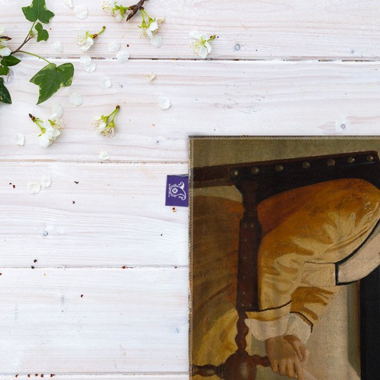 کادوپیچ پارچه‌ ای طرح یک زن در حال خواندن از ورمر
