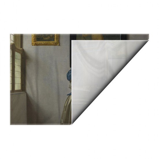 کادوپیچ پارچه‌ ای طرح زن ایستاده پشت ساز ویرژینال از ورمر