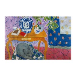 کادوپیچ پارچه‌ ای طرح نمای داخلی با سگ از ماتیس
