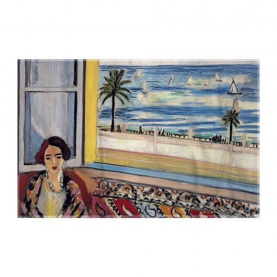 کادوپیچ پارچه‌ ای طرح زن نشسته جلوی پنجره باز از ماتیس