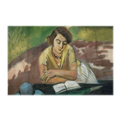کادوپیچ پارچه‌ ای طرح زن کتابخوان با چتر از ماتیس
